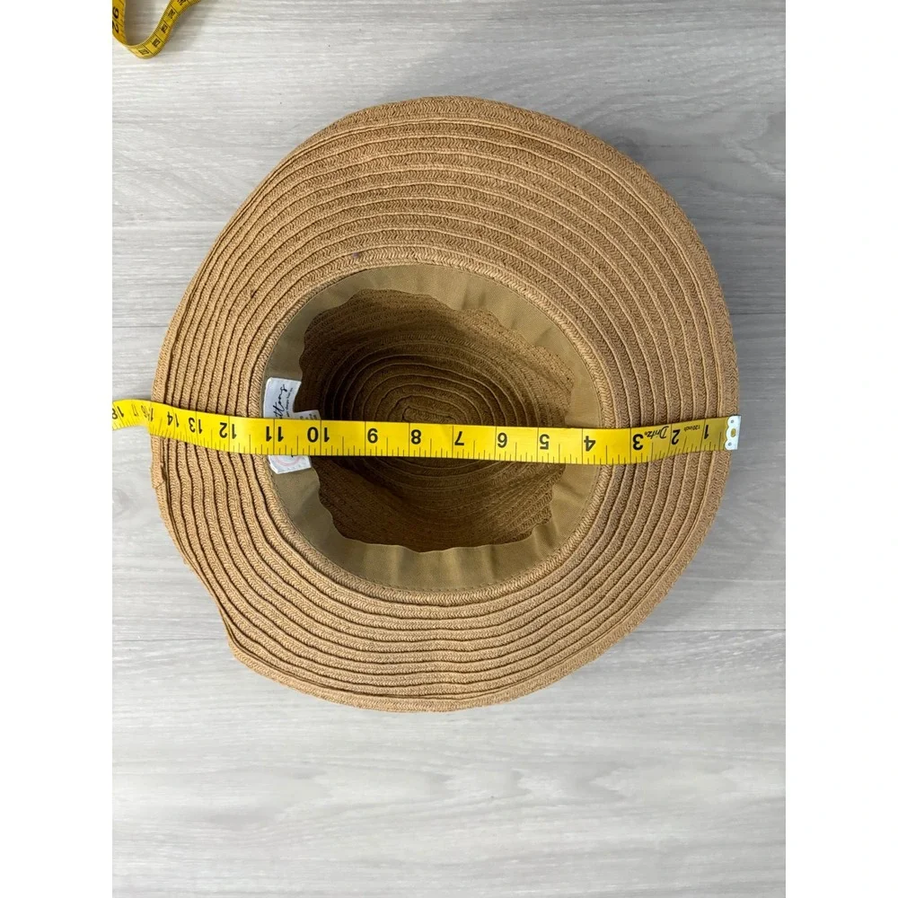 San Diego Hat Co Women Four Buttons Tan Straw Sun Hat Black Ribbon Band Women OS